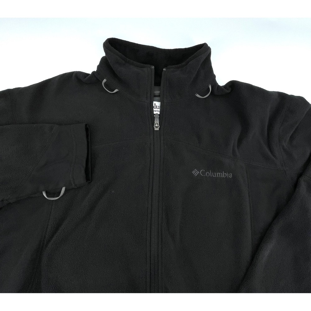 Columbia Mens Full Zip Fleece Jacket Black Mock Neck XL